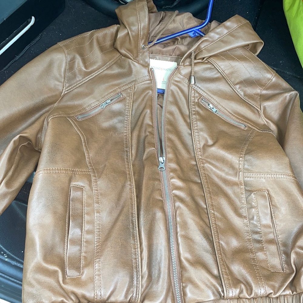 Used good cond on brown leather jacket from pacsun
